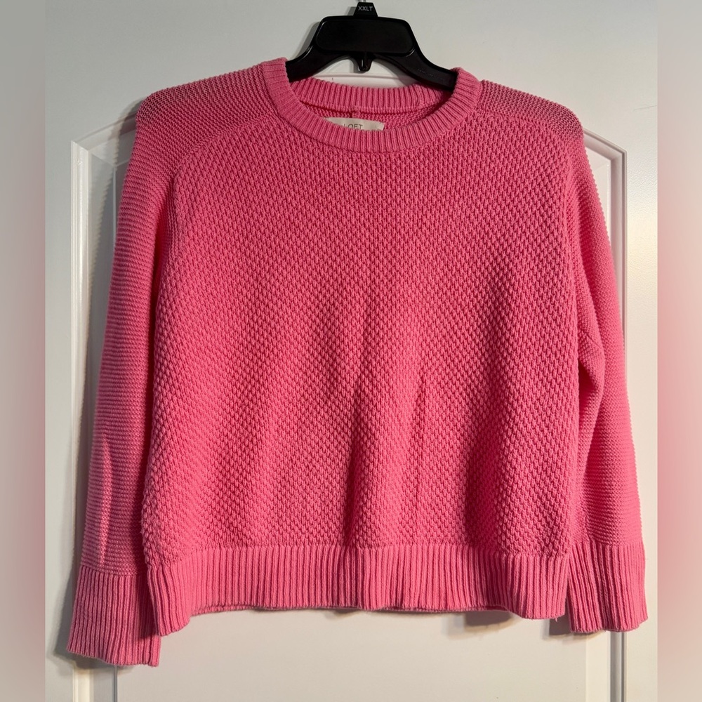 LOFT Sweater Women SP‎ Pink Excellent Textured Popcorn Knit Crew Neck Pullover